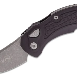 Microtech/Bastinelli Creations 268A-10AP Brachial AUTO Folding Knife 3.5" Apocalyptic Trailing Point Blade, Milled Black Aluminum Handles